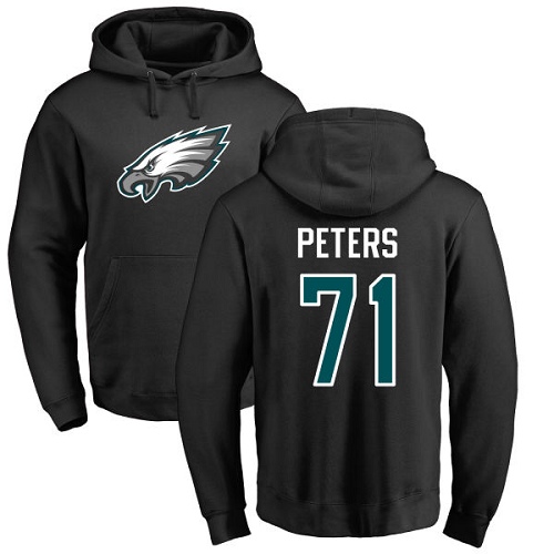 Men Philadelphia Eagles 71 Jason Peters Black Name and Number Logo NFL Pullover Hoodie Sweatshirts